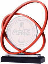 Red Saturn glass and aluminum award
