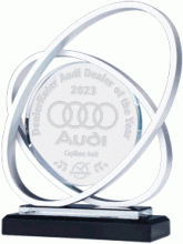 Silver Saturn glass and aluminum award