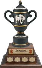 Vintage Golf Cup annual - 2 tier walnut base