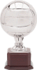 Volleyball Champion Trophy - Silver with Rosewood Base