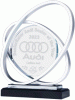 Silver Saturn glass and aluminum award